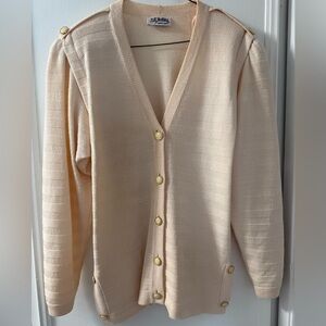 St. John by Marie Gray Elegant Cream Button-Up Women's Sweater
